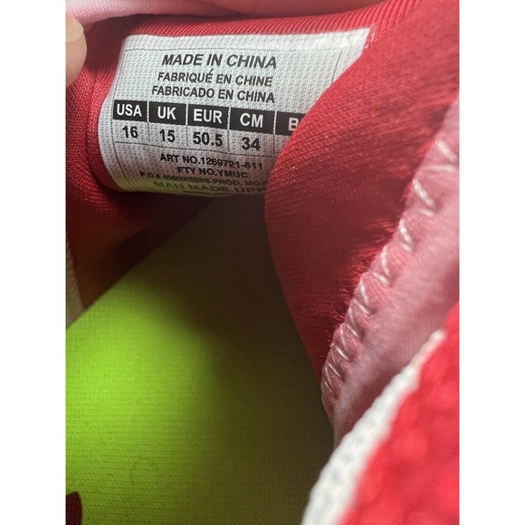 Under Armour Nitro Low Football Cleats Men US 16 Red White Low-Top 1269721-611 - Picture 6 of 6